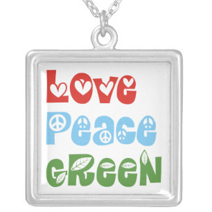 Love, Peace, Green custom necklace