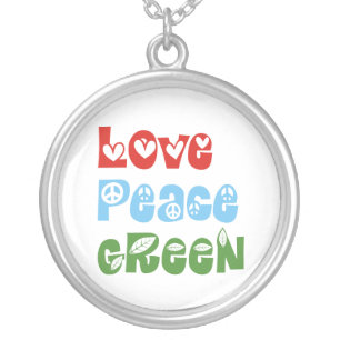 Love, Peace, Green custom necklace