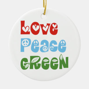 Love, Peace, Green custom ornament