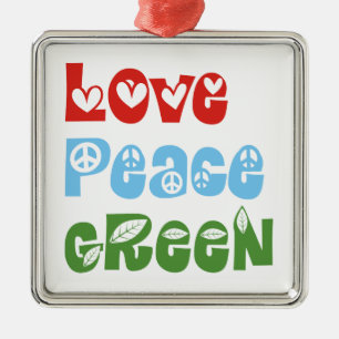 Love, Peace, Green custom ornament