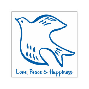 Love Peace & Happiness Christmas Dove Self-inking Stamp