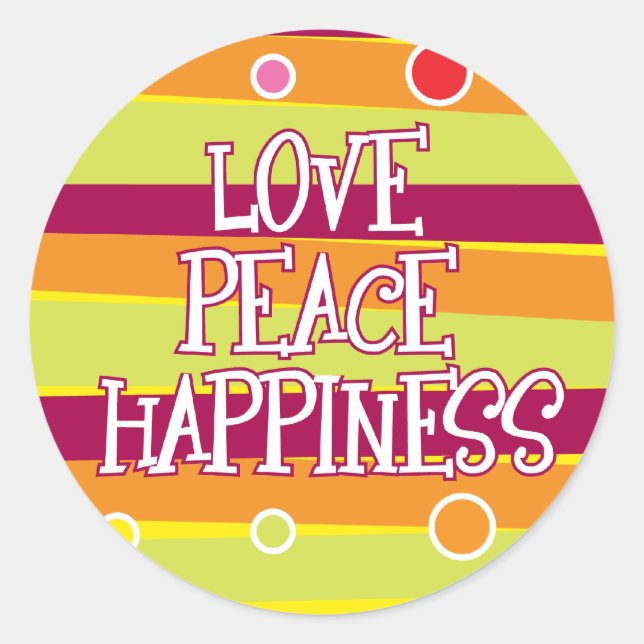Love, Peace, Happiness Sticker (Front)