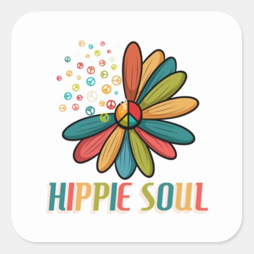 Love Peace Happy Soul Flowers Hippie  Square Sticker
