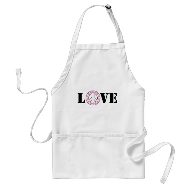 Love & Peace Hearts Adult Apron (Front)