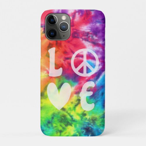 Love Peace Hippie Bright Rainbow Batik Tie Dye iPhone 11 Pro Case