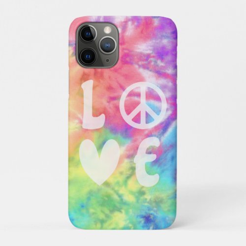 Love Peace Hippie Pastel Rainbow Batik Tie Dye iPhone 11 Pro Case