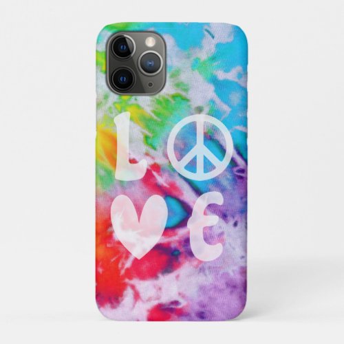 Love Peace Hippie Watercolor Rainbow Batik Tie Dye iPhone 11 Pro Case