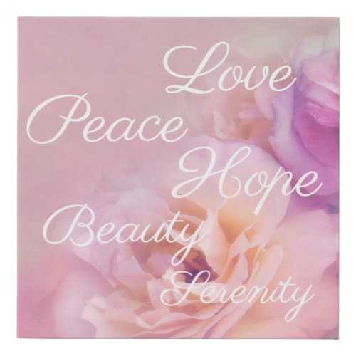 Love Peace Hope Beauty Serenity Floral Vintage Faux Canvas Print