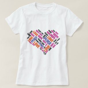 LOVE PEACE HOPE Chic Stylish Word Cloud T-Shirt