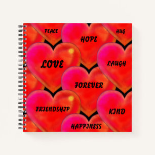 Love Peace Hope Happiness Motivation Heart Hug Notebook