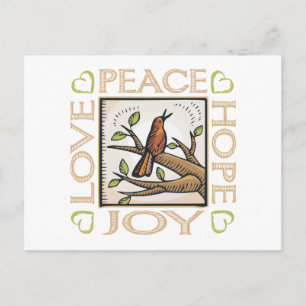 Love, Peace, Hope, Joy Holiday Postcard