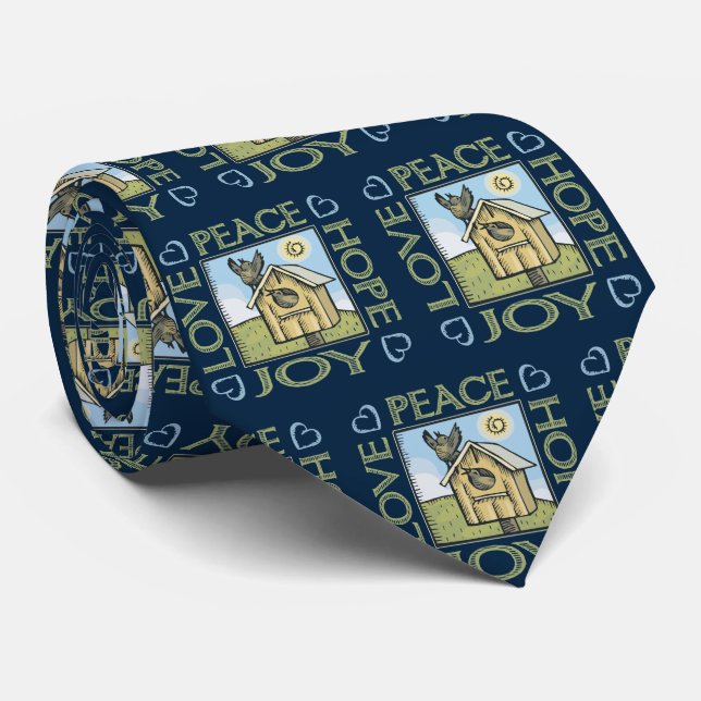 Love, Peace, Hope, Joy Neck Tie (Rolled)