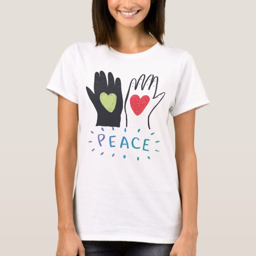 LOVE  PEACE I Hand drawn Love heart  PEACE  T_Shirt