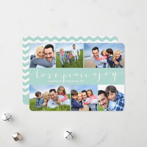 Love Peace Joy Modern Holiday Photo Collage Card