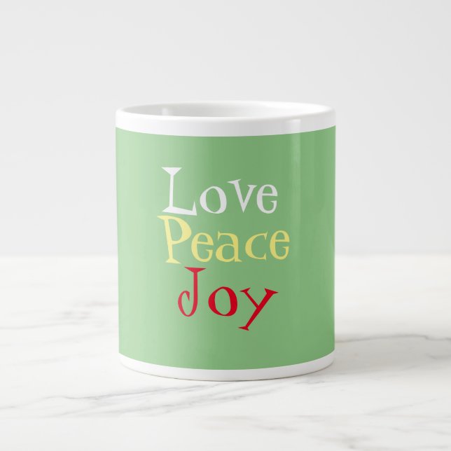 Love Peace Joy Christmas  Giant Coffee Mug (Front)