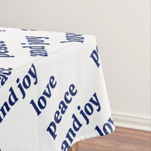 Love Peace Joy Christmas Typography Navy Blue Tablecloth