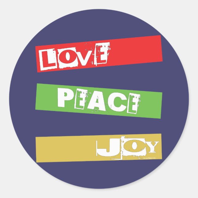 LOVE PEACE JOY CLASSIC ROUND STICKER (Front)