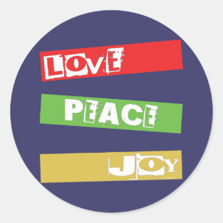 LOVE PEACE JOY CLASSIC ROUND STICKER