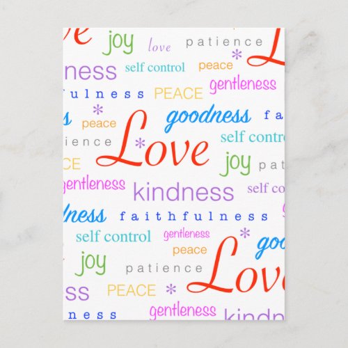 Love Peace Joy Fruit of Spirit Gifts Holiday Postcard