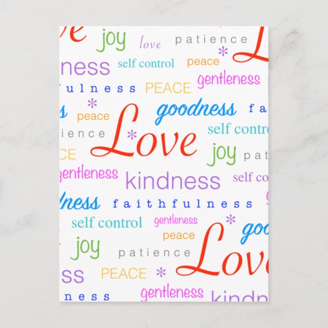 Love Peace Joy Fruit of Spirit Gifts Holiday Postcard (Front)