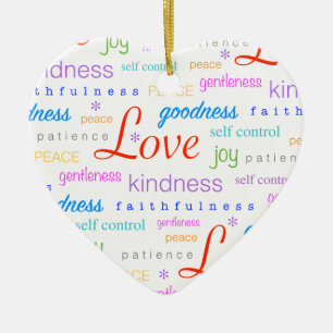 Love PEACE Joy Fruit of the Spirit Colorful Ceramic Ornament
