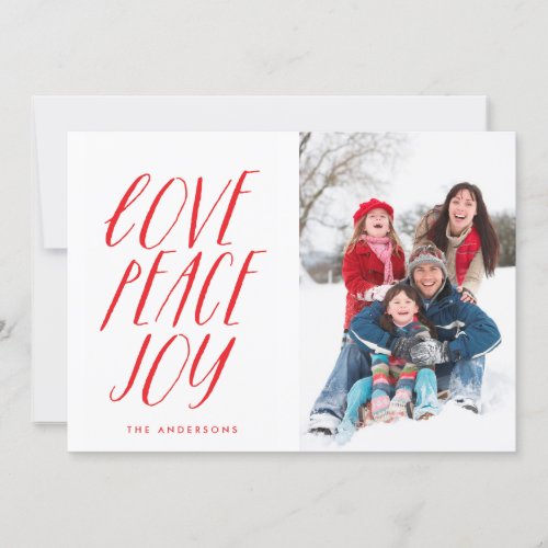 Love Peace Joy Fun Lettering Holiday Photo Card