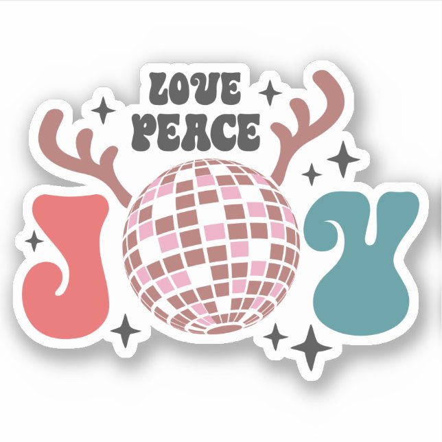 Love Peace & Joy | Groovy Christmas  Sticker (Front)
