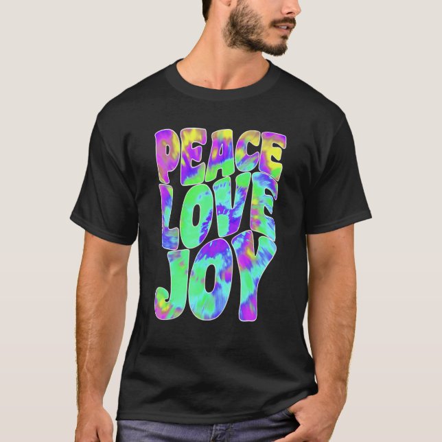 Love Peace Joy  Hippie Tie Dye Batik Style T-Shirt (Front)