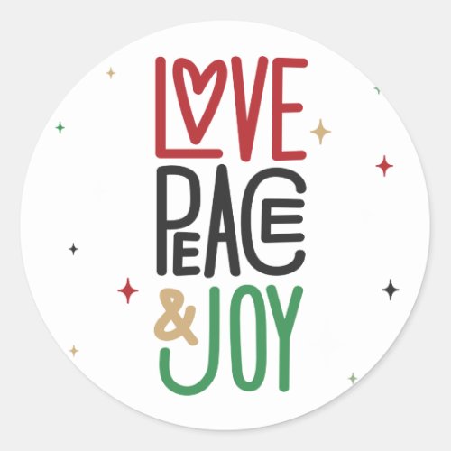 Love Peace  Joy Holiday Classic Round Sticker