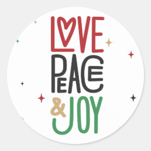 Love, Peace, & Joy Holiday Classic Round Sticker