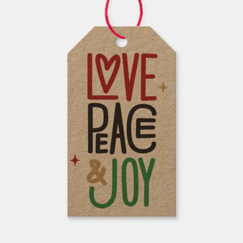 Love Peace  Joy Holiday Gift Tags