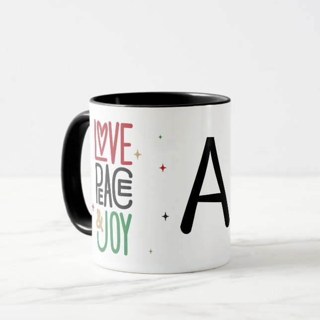 Love, Peace, & Joy | Initial Mug (Front Left)