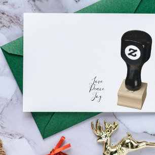 Love Peace Joy Inspirational Christmas Ink Rubber Stamp