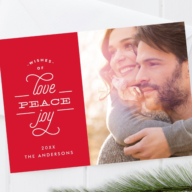 Love Peace Joy Lettering Holiday Photo Card (Creator Uploaded)