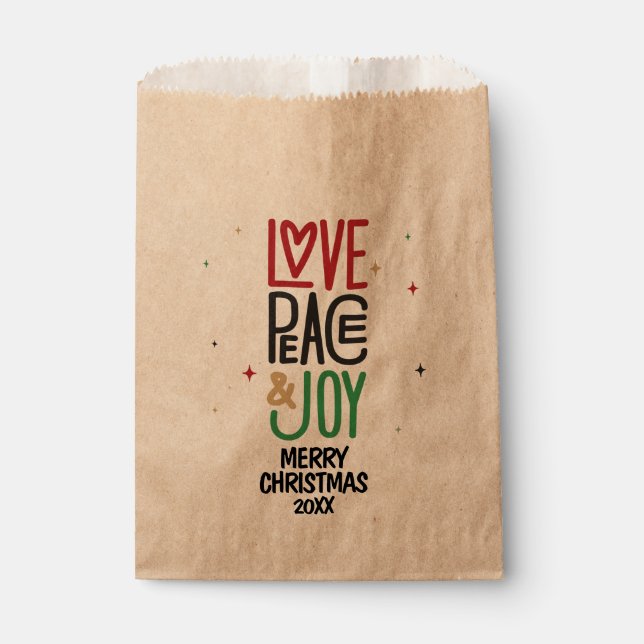 Love, Peace, & Joy - Merry Christmas 20XX Favor Bag (Front)