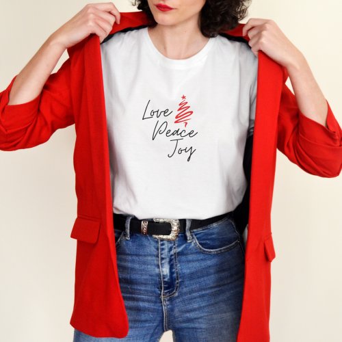 Love Peace Joy Modern Minimal Christmas Holiday T_Shirt