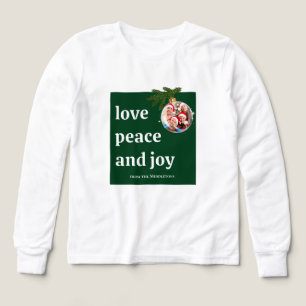 Love Peace Joy Photo Forest Green Christmas Kids Tri-Blend Shirts