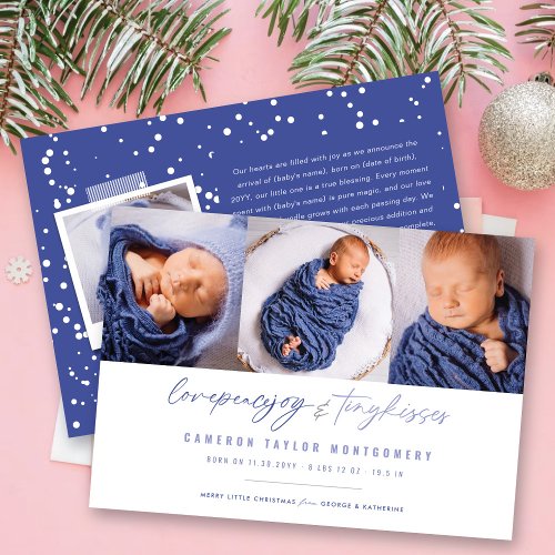 Love Peace Joy Tiny Kisses Babys 1st Christmas Holiday Card