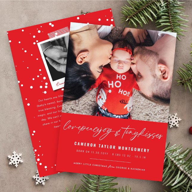 Love Peace Joy Tiny Kisses Baby's 1st Christmas Holiday Card (Creator Uploaded)