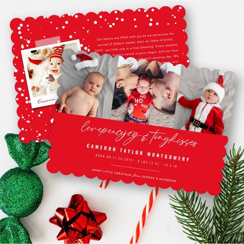 Love Peace Joy Tiny Kisses Babys 1st Christmas Holiday Card