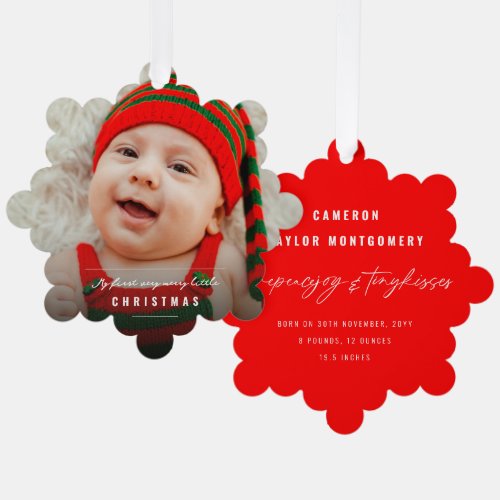 Love Peace Joy Tiny Kisses Babys 1st Christmas Ornament Card