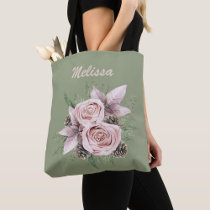 Love peace joy winter in bloom personalize tote bag