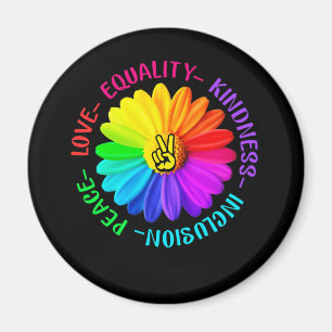 Love Peace Kindness Inclusion Peace Sign Daisy Magnet