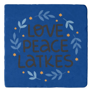 Love, Peace, Latkes Fun Hanukkah Trivet
