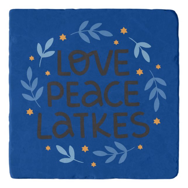 Love, Peace, Latkes Fun Hanukkah Trivet (Front)