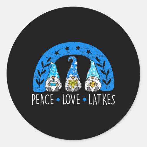 Love Peace Latkes Gnome Hanukkah Chanukah Jewish Classic Round Sticker