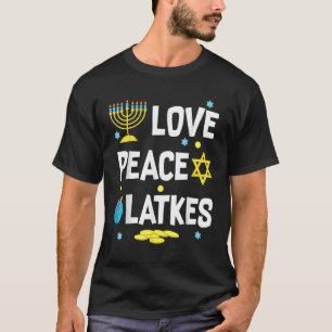 Love Peace Latkes Hanukkah Chanukah Jewish 2 T-Shirt