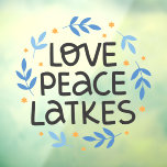 Love Peace Latkes Hanukkah Decoration Window Cling<br><div class="desc">Love Peace Latkes Hanukkah Decoration Window Cling</div>