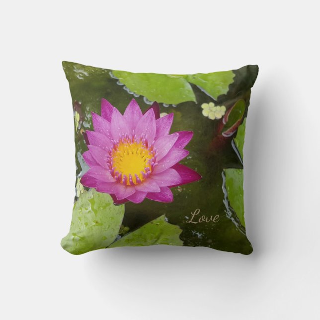 Love & Peace Lotus Throw Pillow (Front)