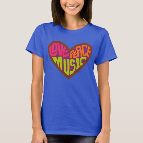 love peace music Hippie Heart tie dyed t_shirt